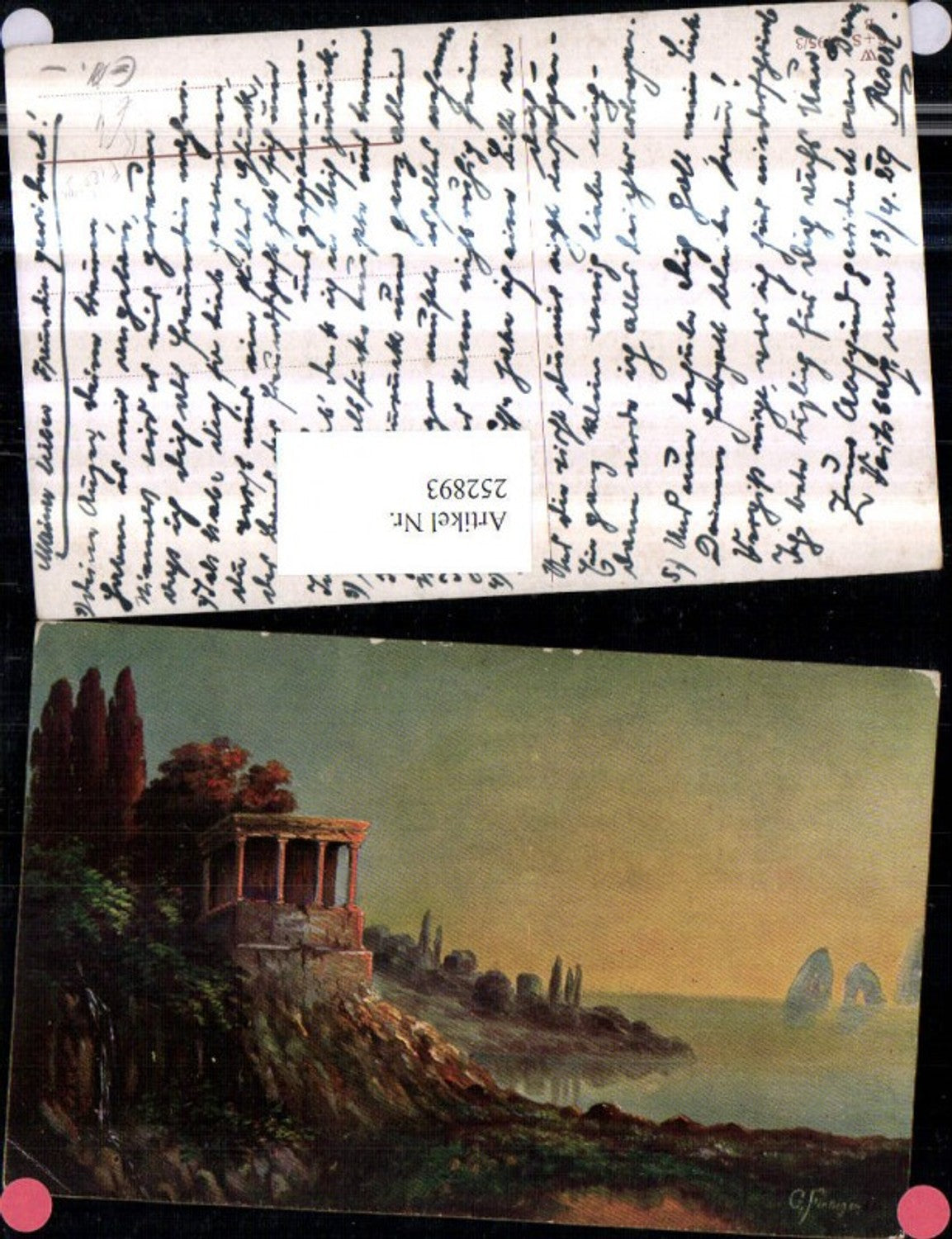 252893,Künstler AK G. Fiebiger Landschaft Tempel Partie