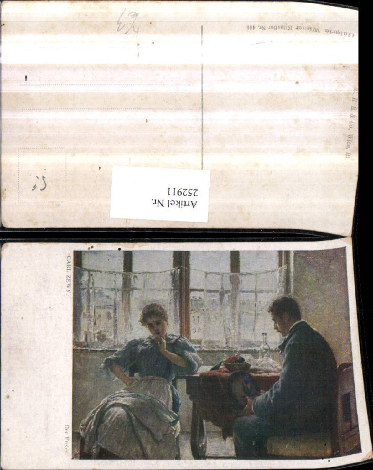 252911,Künstler AK Carl Zewy Der Freier Mann u. Frau b. Tisch Fenster