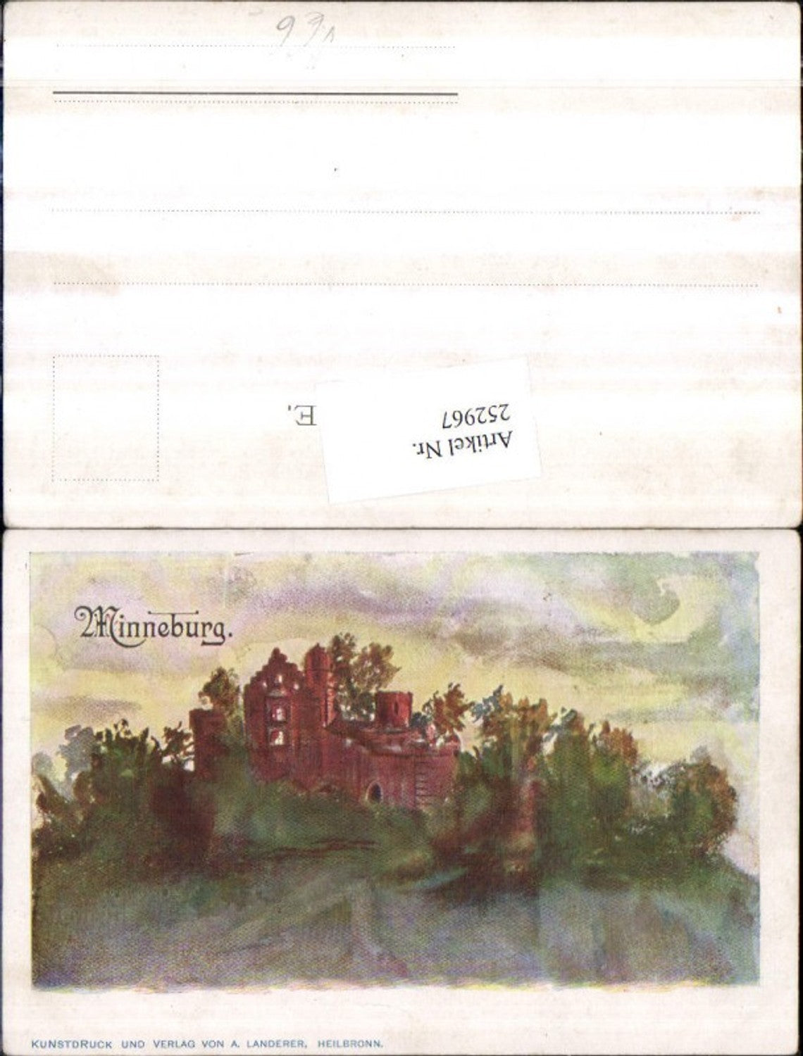 252967,Künstler AK Minneburg Burg in Neunkirchen Baden-Württemberg pub A. Landerer