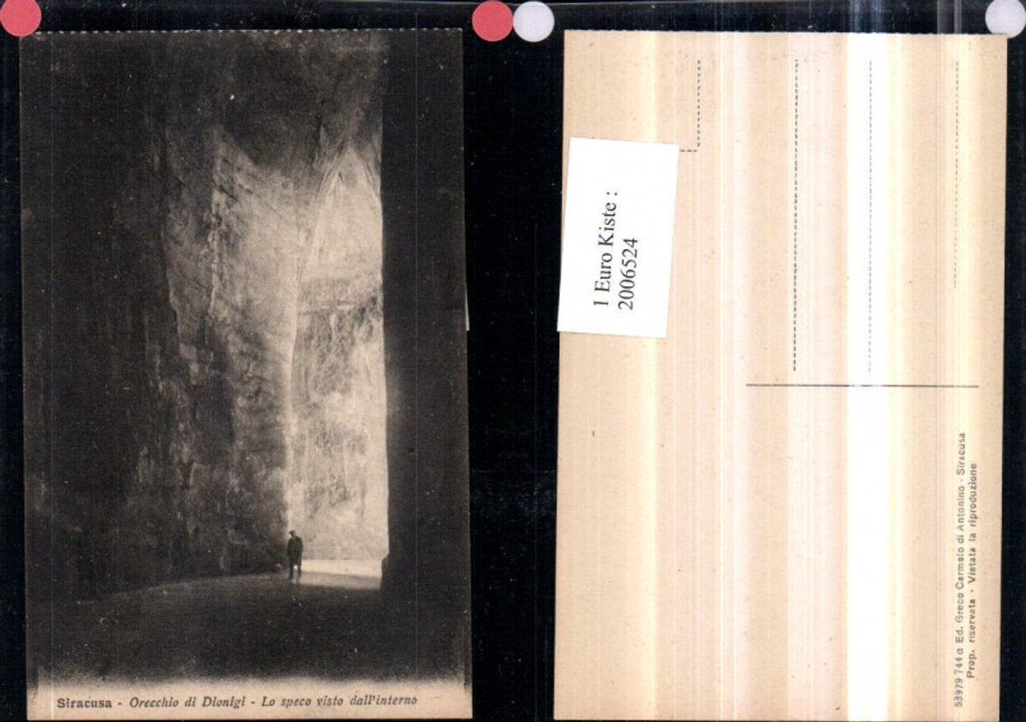 2006524,Siracusa Orecchio di Dionigi Dionisio Lo speco visto dall'interno Ohr des Dionysios