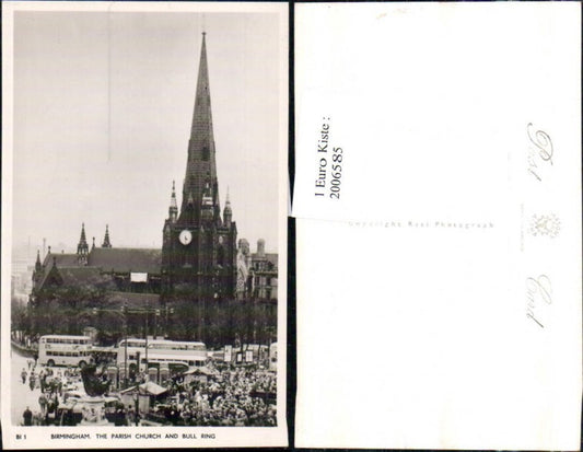 2006585,Birmingham The Parish Church and Bull Ring Kirche Autobusse Doppeldecker Bus