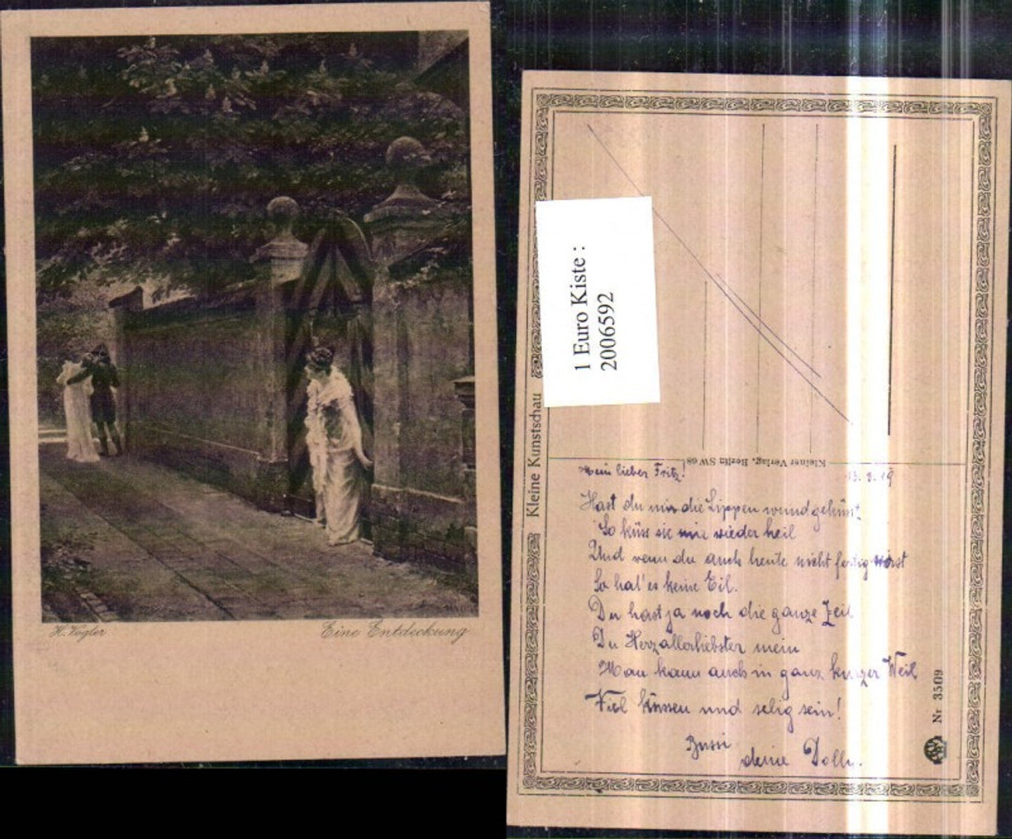 2006592,Künstler AK H. Vogler Eine Entdeckung Frau entdeckt Mann m. Anderer Frau