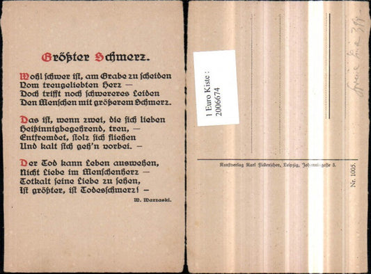 2006674,Gedicht Text Größter Schmerz von W. Warzaski
