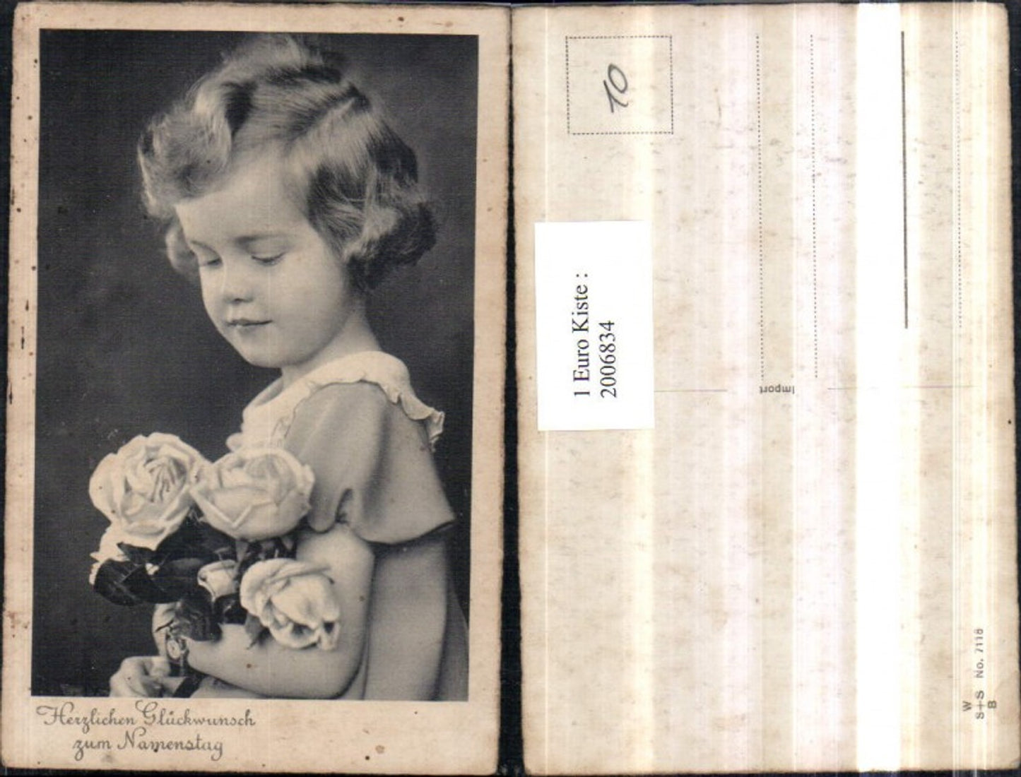 2006834,Namenstag Mädchen Kind m. Rosenstrauß Rosen Portrait