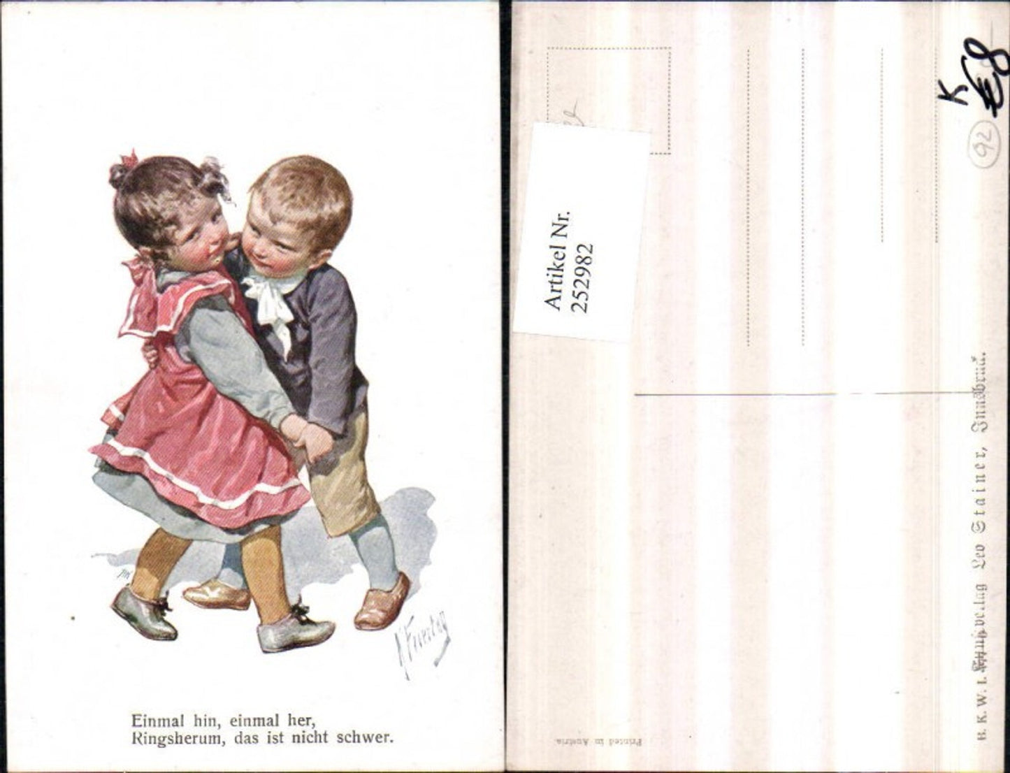 252982,Künstler AK Karl Feiertag Kinder b. Tanzen Tanz Kleid pub Brüder Kohn B.K.W.I. 777/6