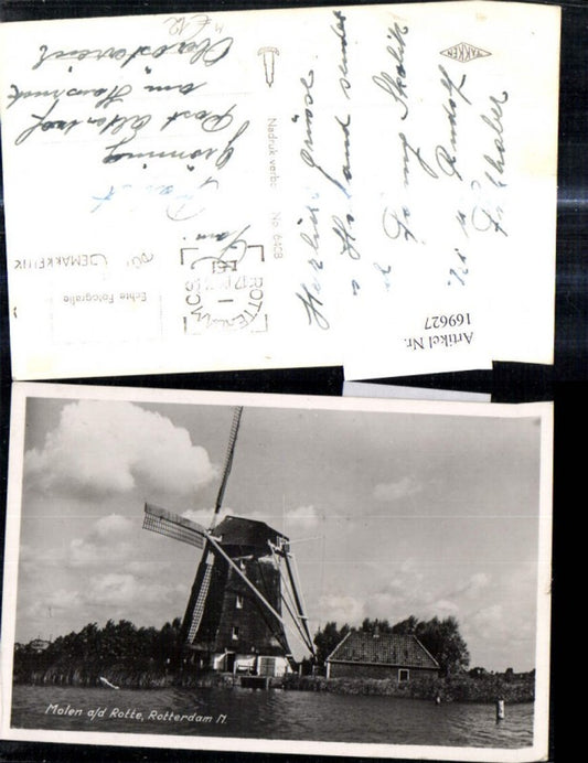 169627,Foto Ak Windmühle Molen a. d. Rotte Rotterdam