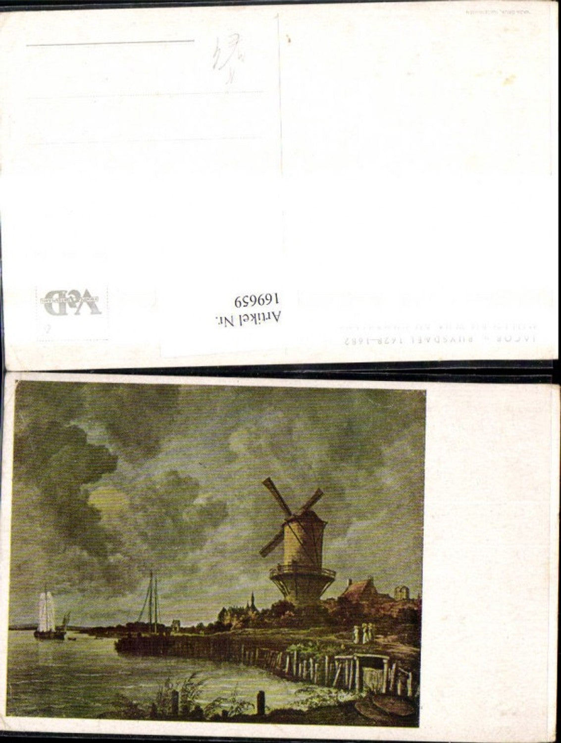 169659,Künstler Ak Jacob v. Ruysdael Molen bij Wijk bij Duurstede Windmühle