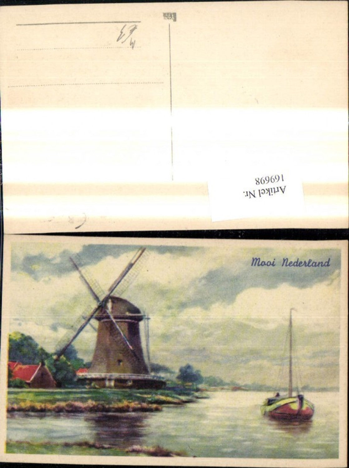 169698,Künstler Ak Windmühle Segelboot Boot Maoi Nederland