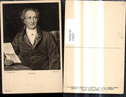 172037,Künstler Ak J. Stieler Johann Wolfgang von Goethe m. Brief Lesen Dichter Kunst