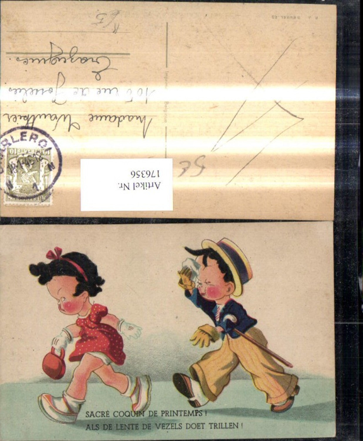 176356,Künstler Ak Kinder m. roten Wangen laufen Spruch Text