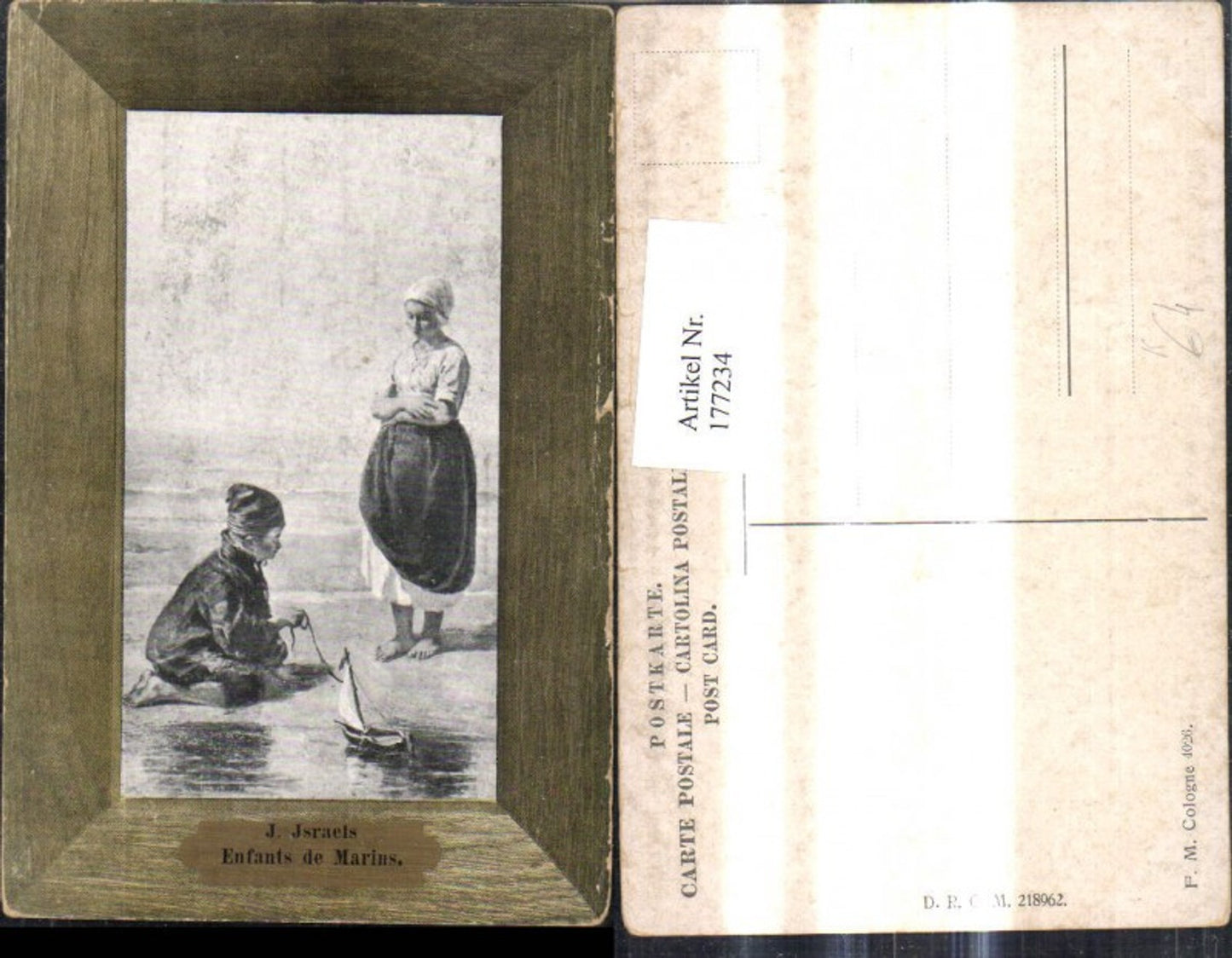 177234,Künstler Ak J. Jsraels Enfants de Marins Kinder a. Strand Spielzeugboot Boot