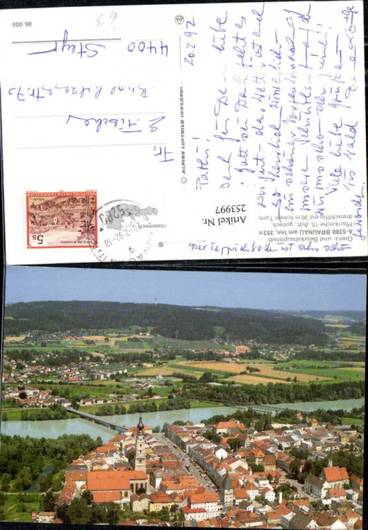 253997,Braunau am Inn Totale Kirche Brücke pub Alpine Luftbild 86005