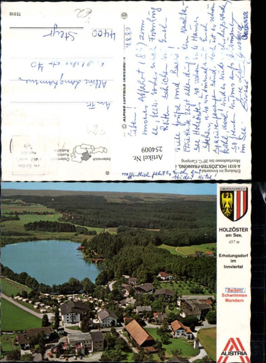 254009,Holzöster b. Franking Teilansicht See u. Campingplatz pub Alpine Luftbild 72510
