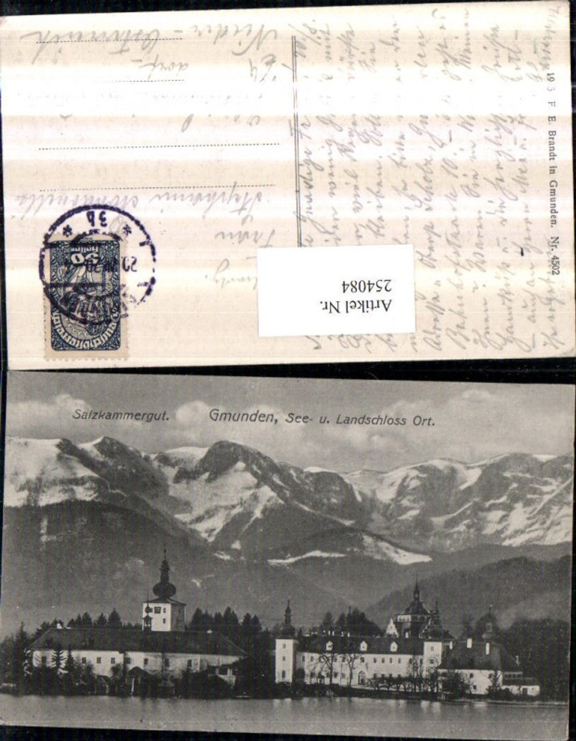 254084,Gmunden See- u. Landschloss Ort Orth pub F. E. Brandt 4502