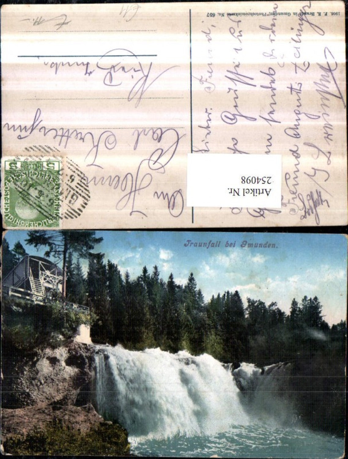 254098,Traunfall Wasserfall b. Gmunden pub F. E. Brandt 657