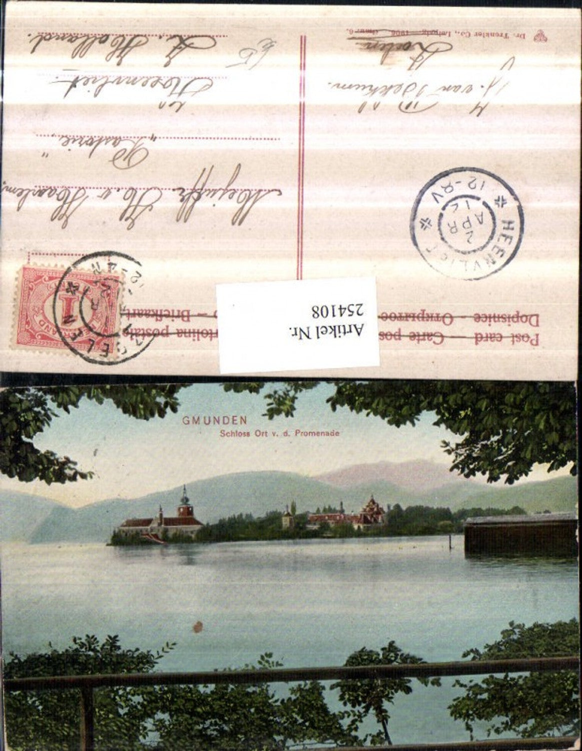 254108,Gmunden Schloss Ort Orth von d. Promenade