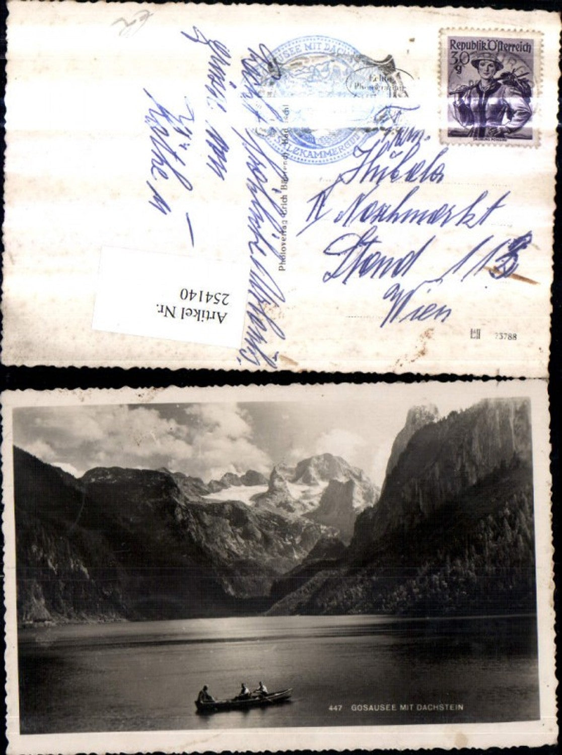 254140,Gosausee See b. Gosau m. Dachstein Bergkulisse Ruderboot
