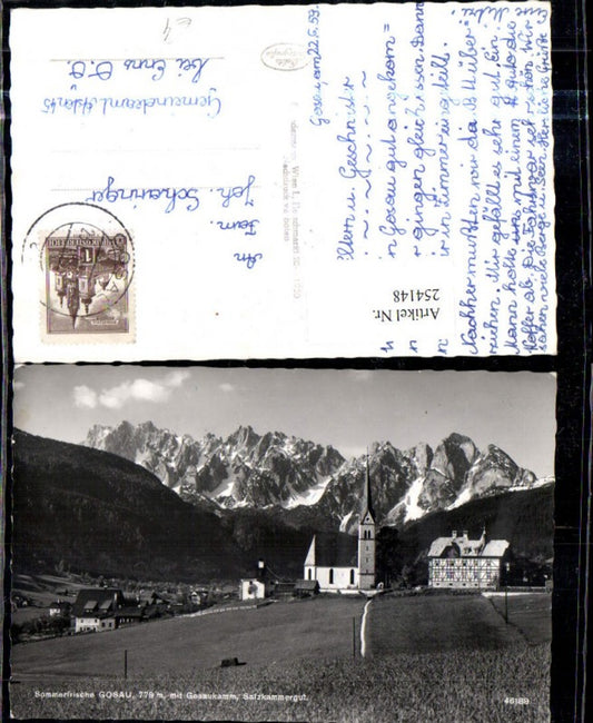 254148,Gosau Teilansicht Kirche m. Gosaukamm