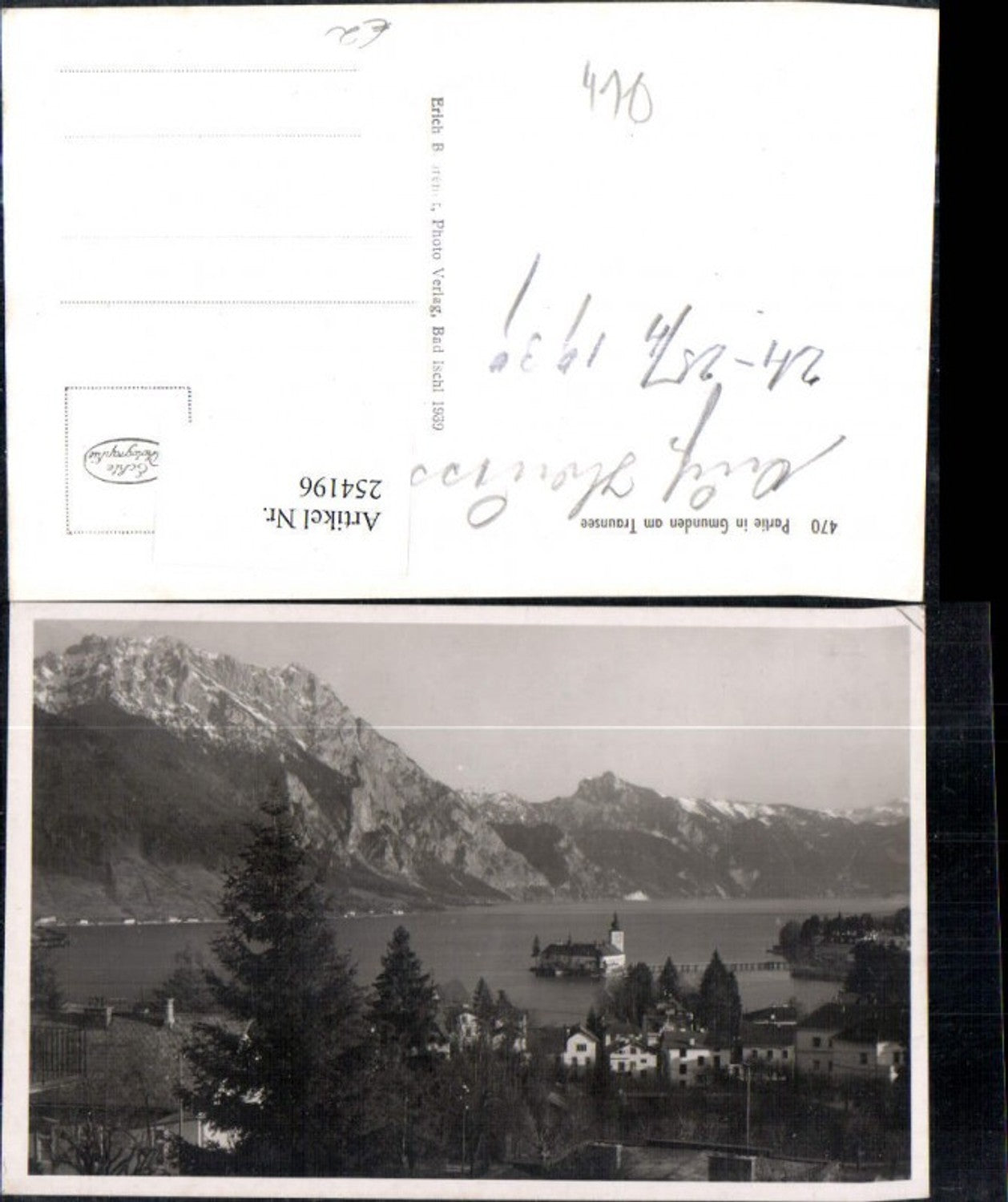254196,Gmunden am Traunsee Teilansicht m. Schoss Ort Orth u. Traunstein