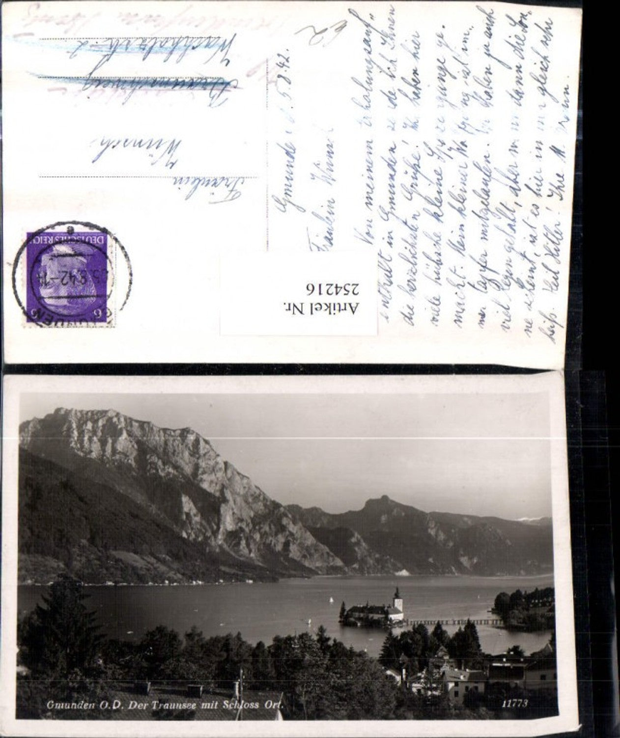 254216,Gmunden Teilansicht Traunsee m. Schloss Ort Orth