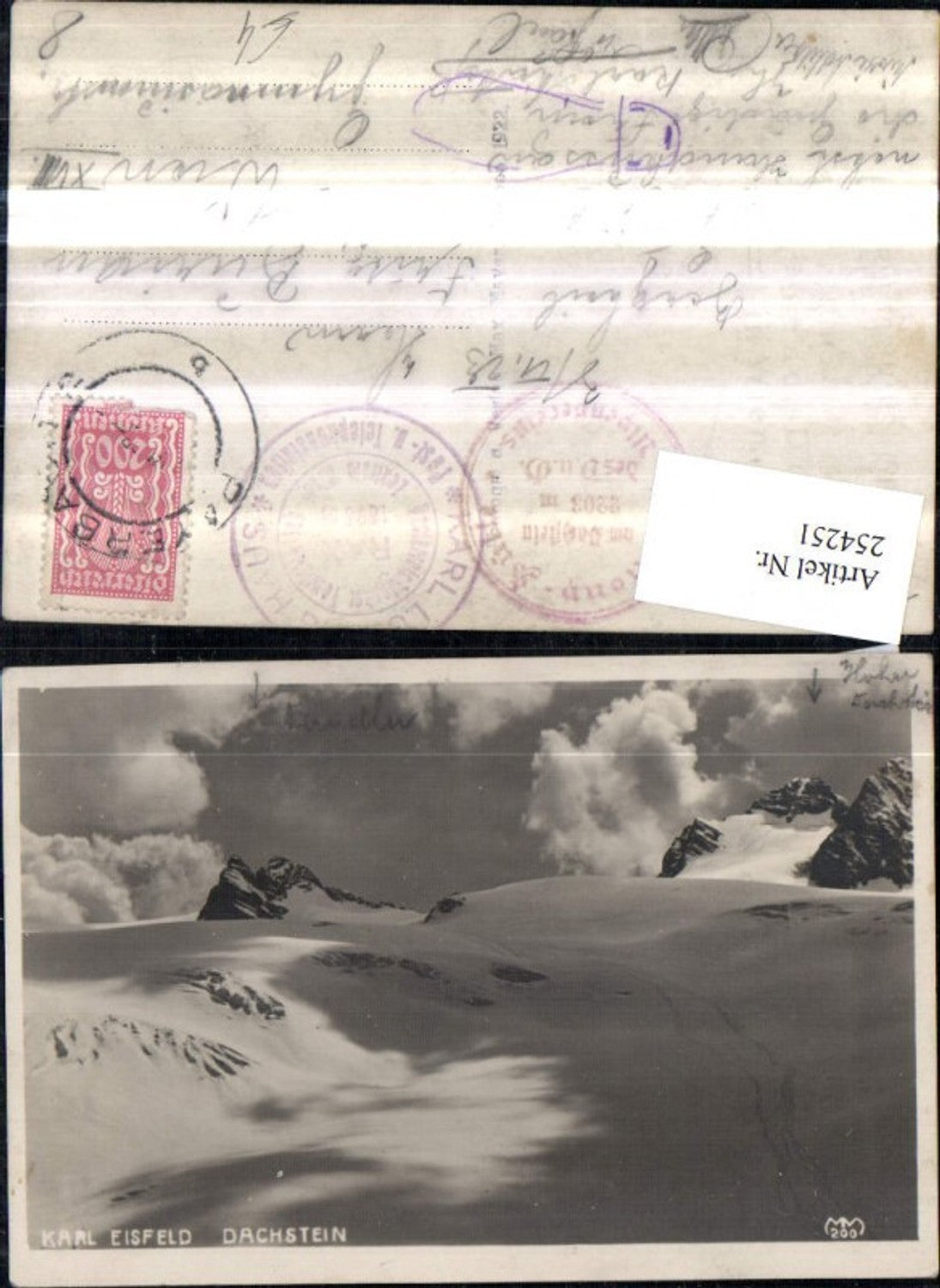 254251,Karl Eisfeld Dachstein Bergkulisse b. Hallstatt Gosau pub Max Mayer 200