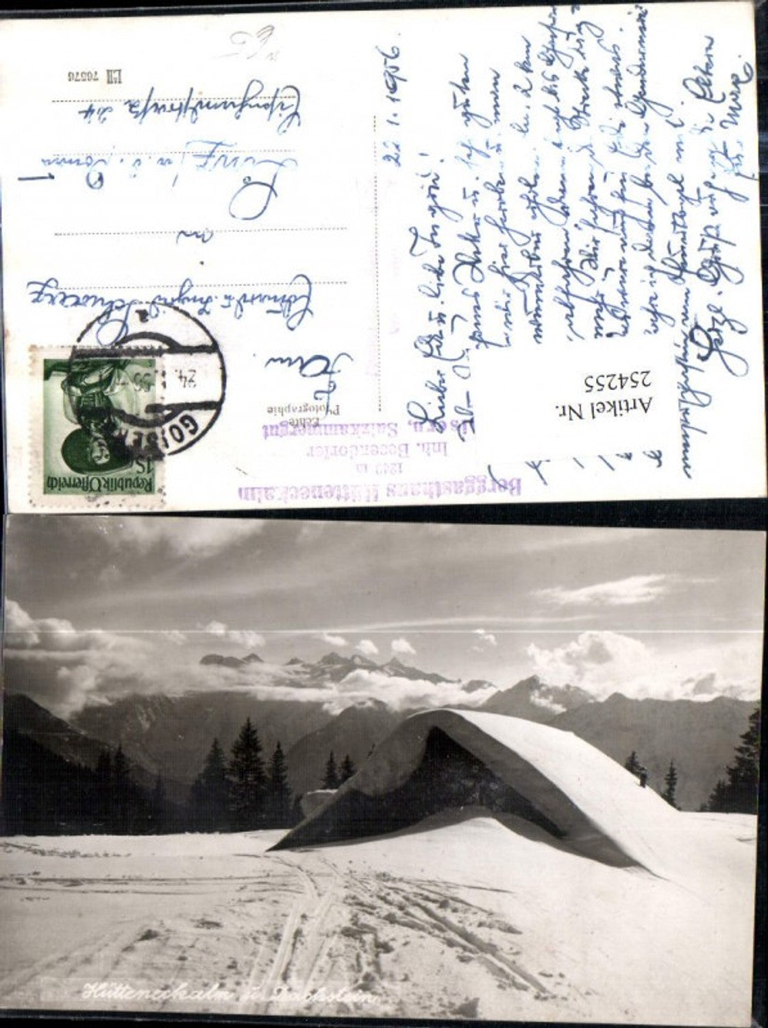 254255,Hütteneckalm u. Dachstein Bergkulisse Winterbild b. Bad Goisern