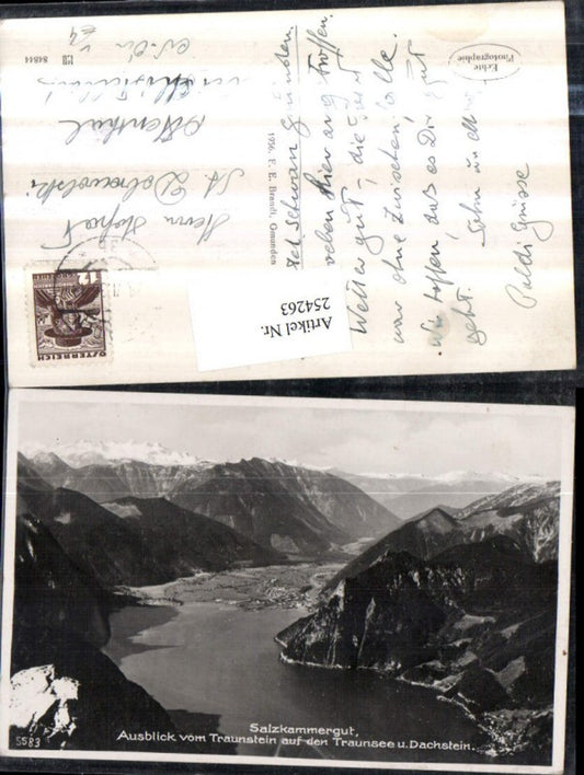 254263,Ausblick v. Traunstein auf d. Traunsee u. Dachstein Totale pub F. E. Brandt 5583