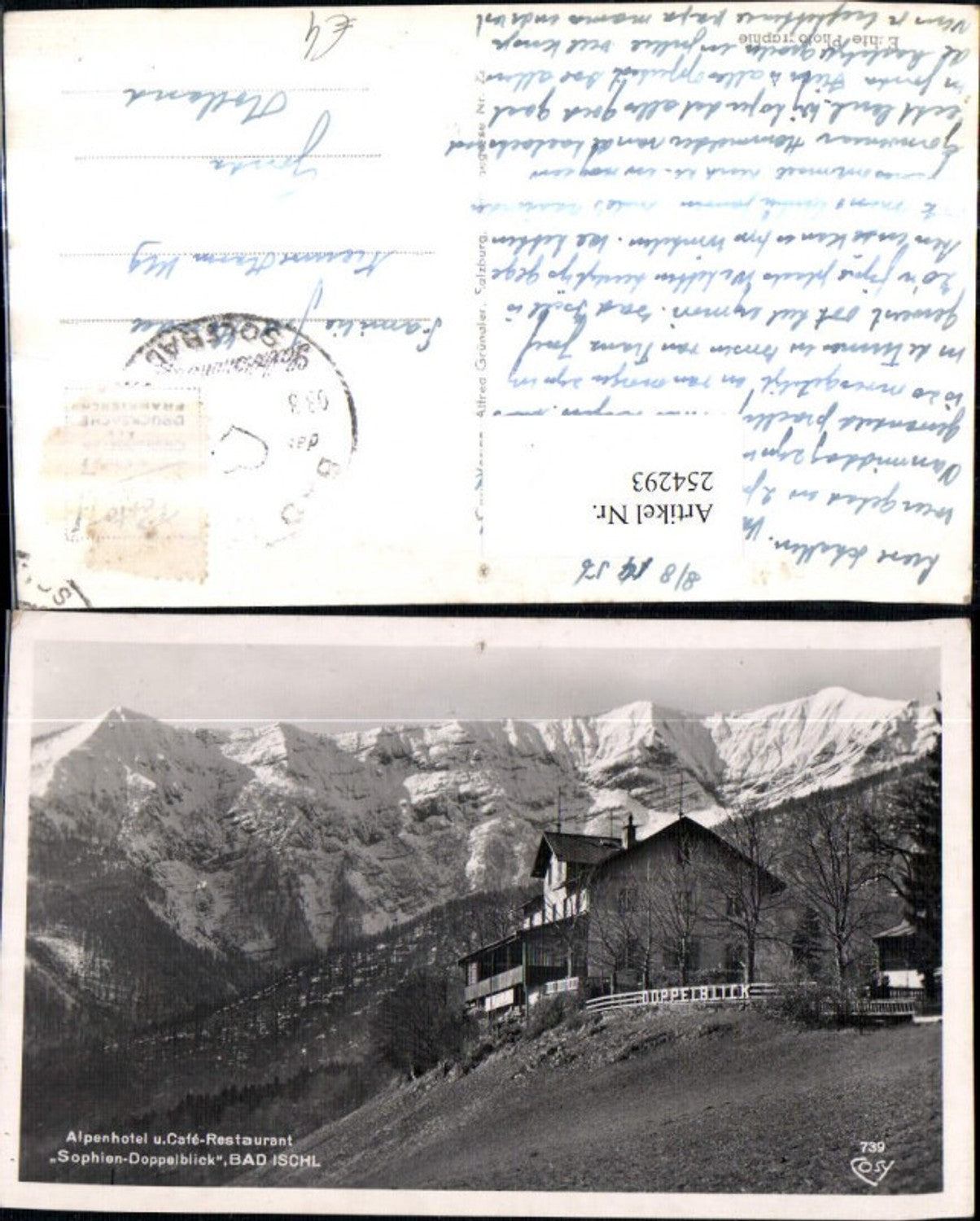 254293,Bad Ischl Alpenhotel u. Cafe Restaurant Sophien-Doppelblick Bergkulisse pub Cosy 739