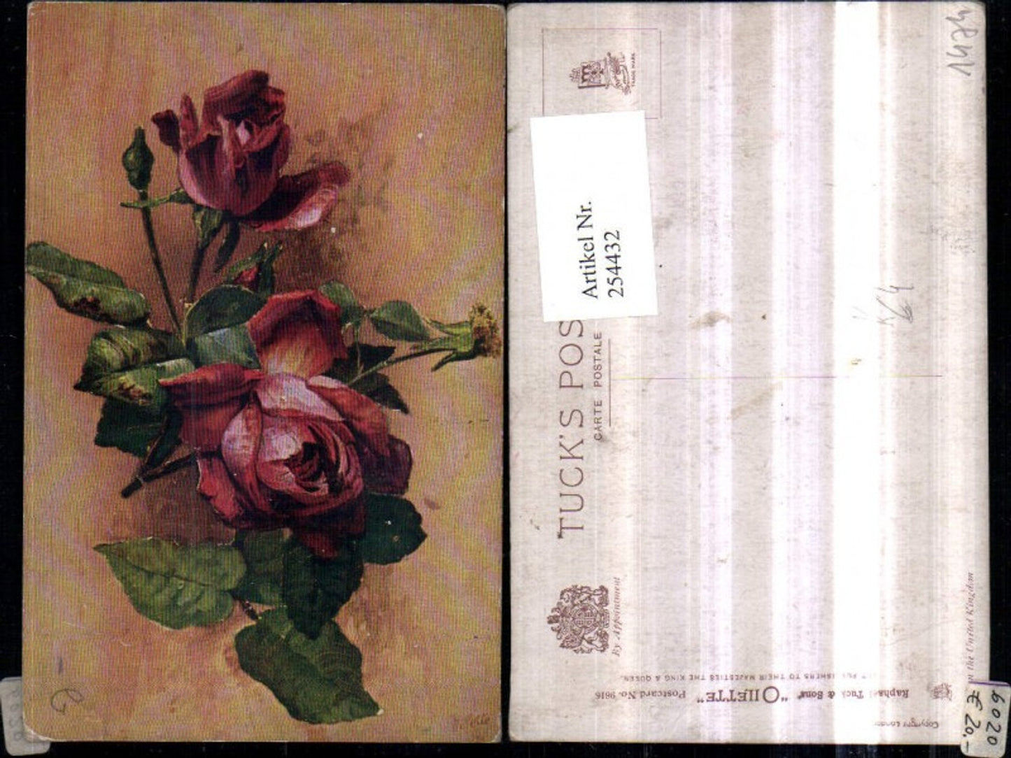 254432,Raphael Tuck & Sons 9616 Künstlerkarte Rosen Rosenblüten Knospe
