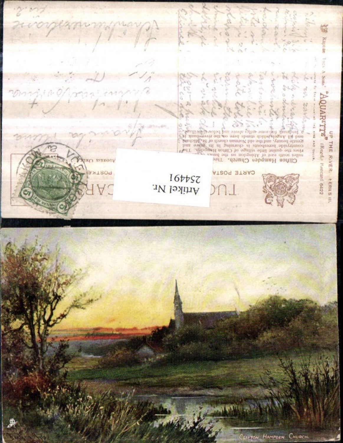 254491,Raphael Tuck & Sons 6422 Künstlerkarte Clifton Hampden Church Partie