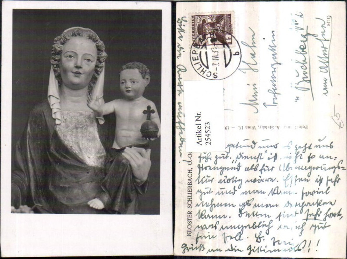 254523,Kloster Schlierbach Marienstatue m. Christuskind Detailansicht