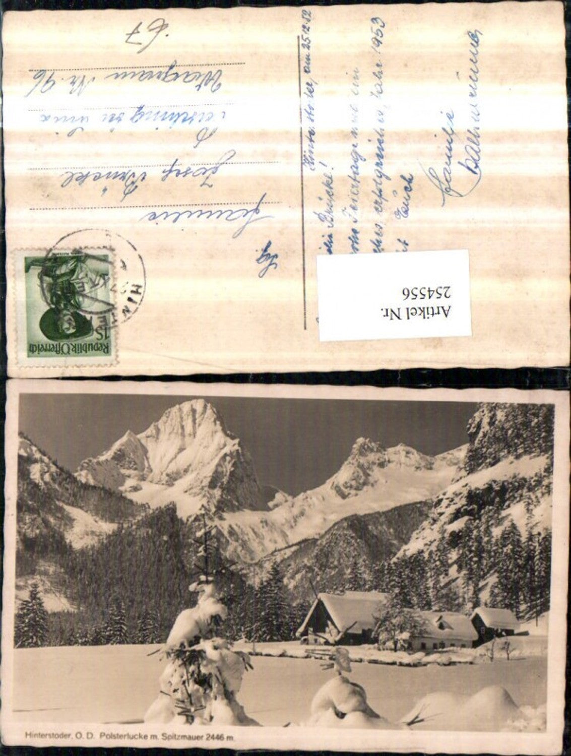 254556,Hinterstoder Polsterlucke m. Spitzmauer Bergkulisse Winterbild