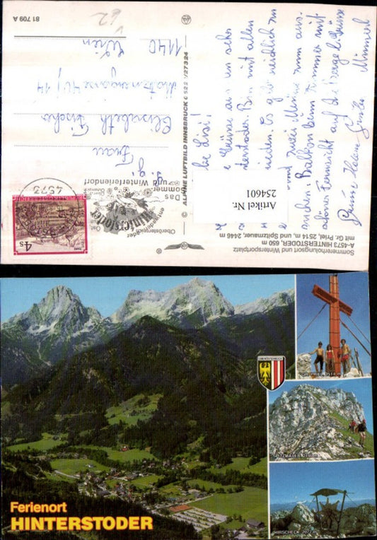 254601,Hinterstoder m. Großen Priel u. Spitzmauer Totale Gipfelkreuz Hirscheck Mehrbildkarte pub Alpine Luftbild 81709