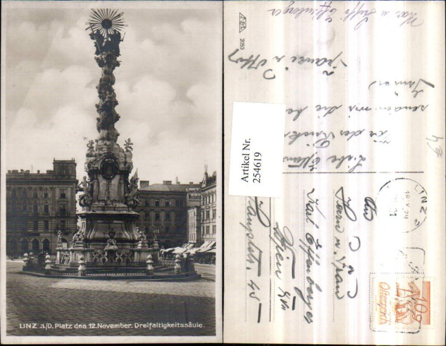 254619,Linz an d. Donau Platz des 12. November Hauptplatz Dreifaltigkeitssäule