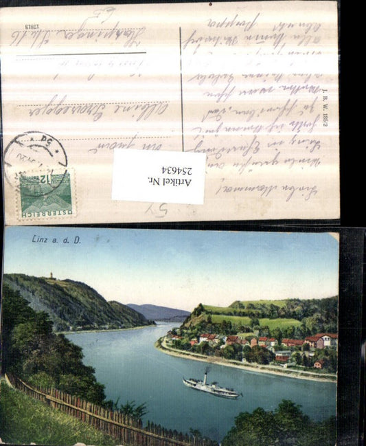 254634,Linz an d. Donau Fluss Dampfer Partie Holzzaun