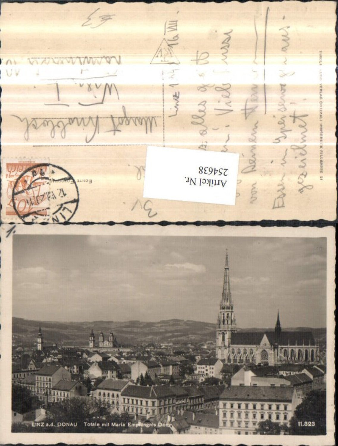 254638,Linz an d. Donau Teilansicht m. Maria Empfängnis-Dom