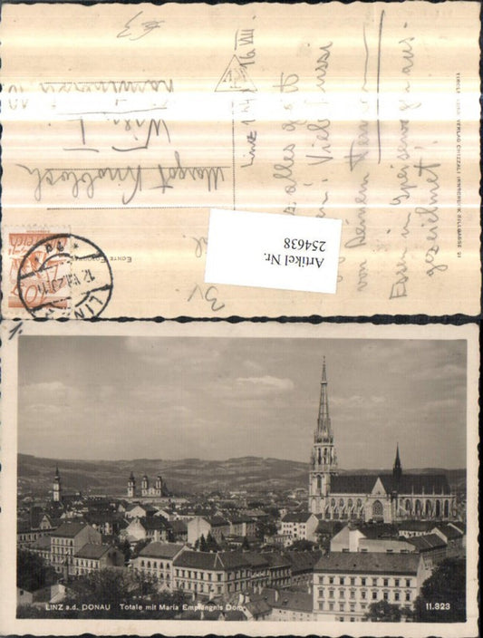 254638,Linz an d. Donau Teilansicht m. Maria Empfängnis-Dom