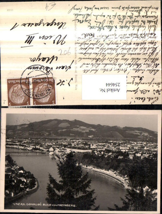 254644,Linz an d. Donau Totale Blick von Freinberg