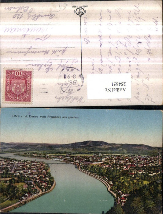 254651,Linz an d. Donau Totale vom Freinberg aus gesehen