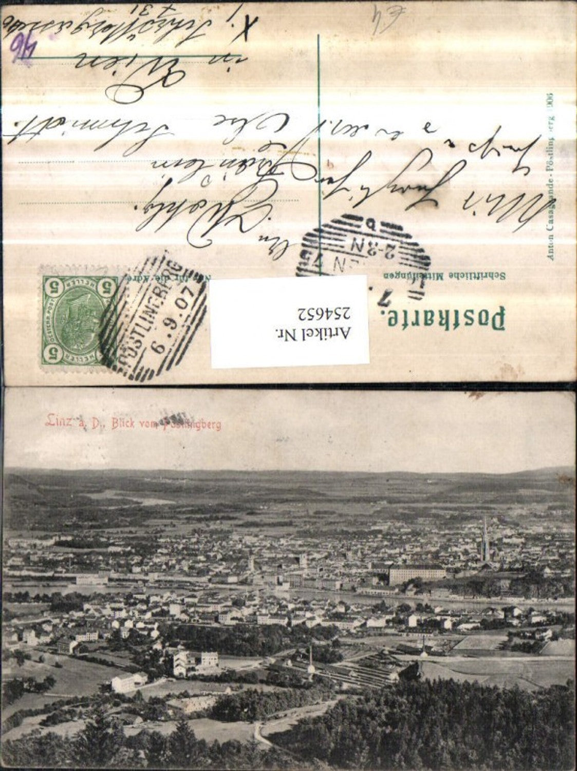 254652,Linz an d. Donau Totale Blick vom Pöstlingberg