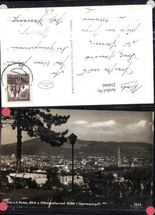 254666,Linz an d. Donau Totale Blick v. Höhenrestaurant Bauer Jägermayergut Terrasse