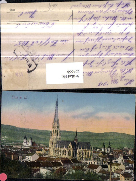 254668,Linz an d. Donau Teilansicht Dom Kirche