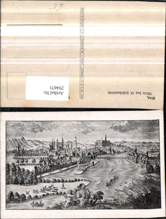 254671,Künstler AK Linz an d. Donau Mitte des 18. Jahrhundert Totale