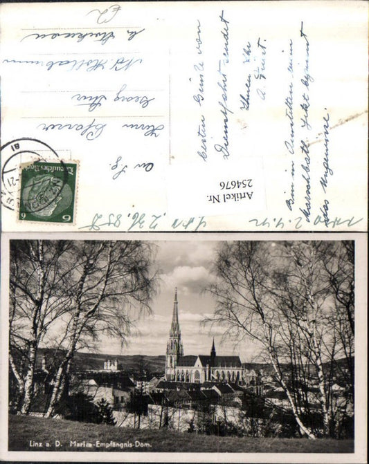 254676,Linz an d. Donau Teilansicht m. Maria-Empfängnis-Dom Kirche