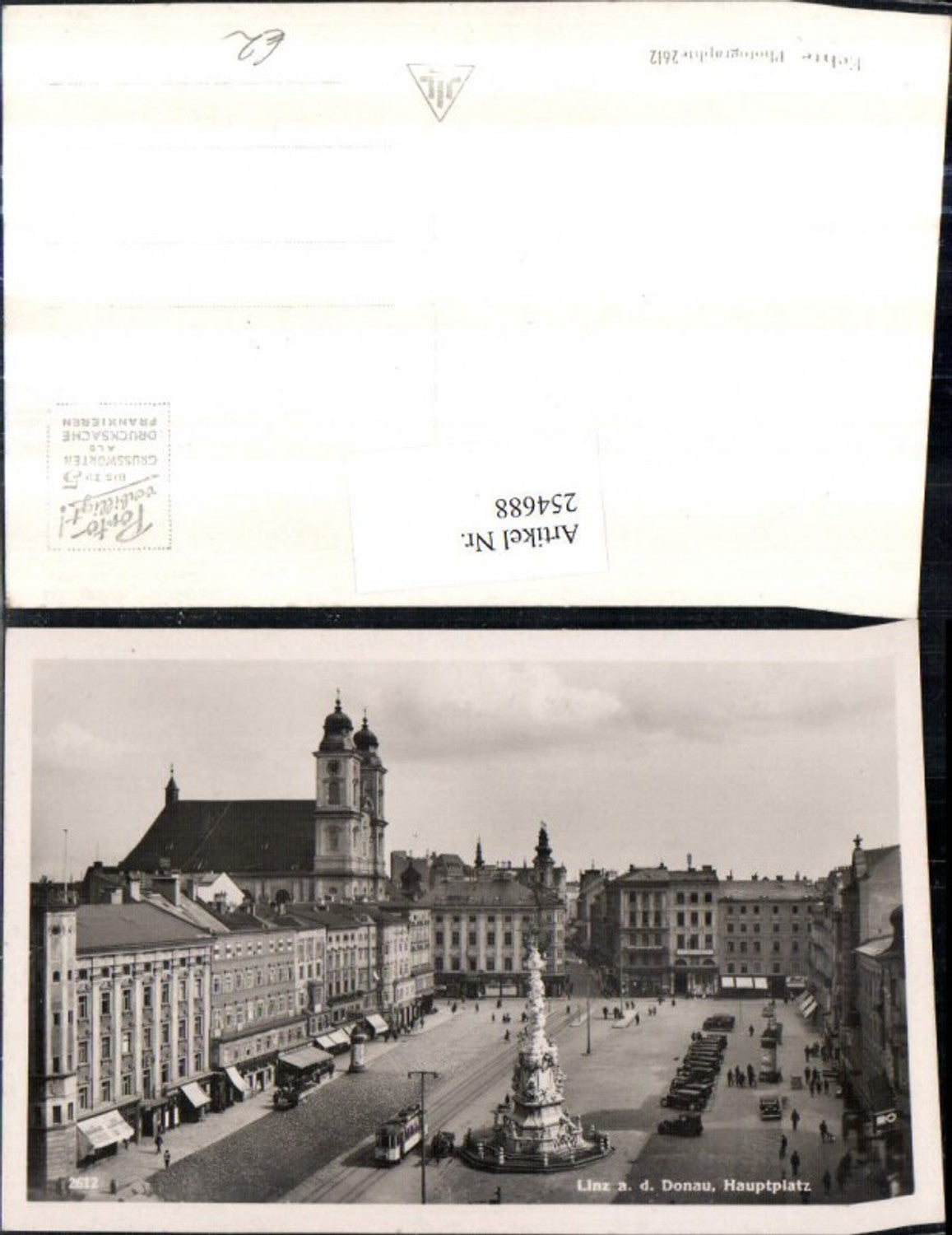 254688,Linz an d. Donau Hauptplatz Dreifaltigkeitssäule Geschäfte Kirche