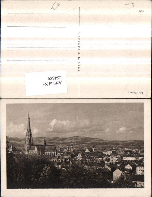 254689,Linz an d. Donau Teilansicht Dom Kirche