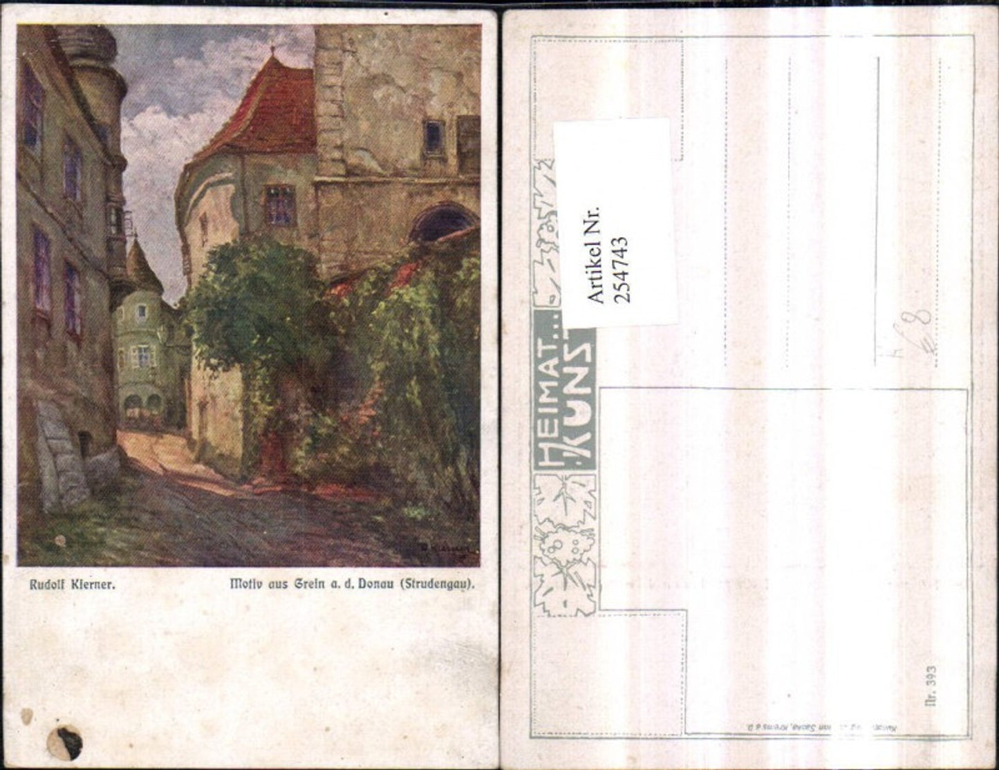 254743,Künstler AK Rudolf Kierner Motiv aus Grein an d. Donau Blick auf Erker
