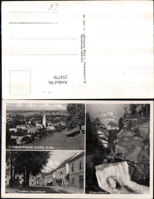 254770,Saxen Totale Gasthof Gusenbauer u. Klamschlucht Wasserfall Mehrbildkarte