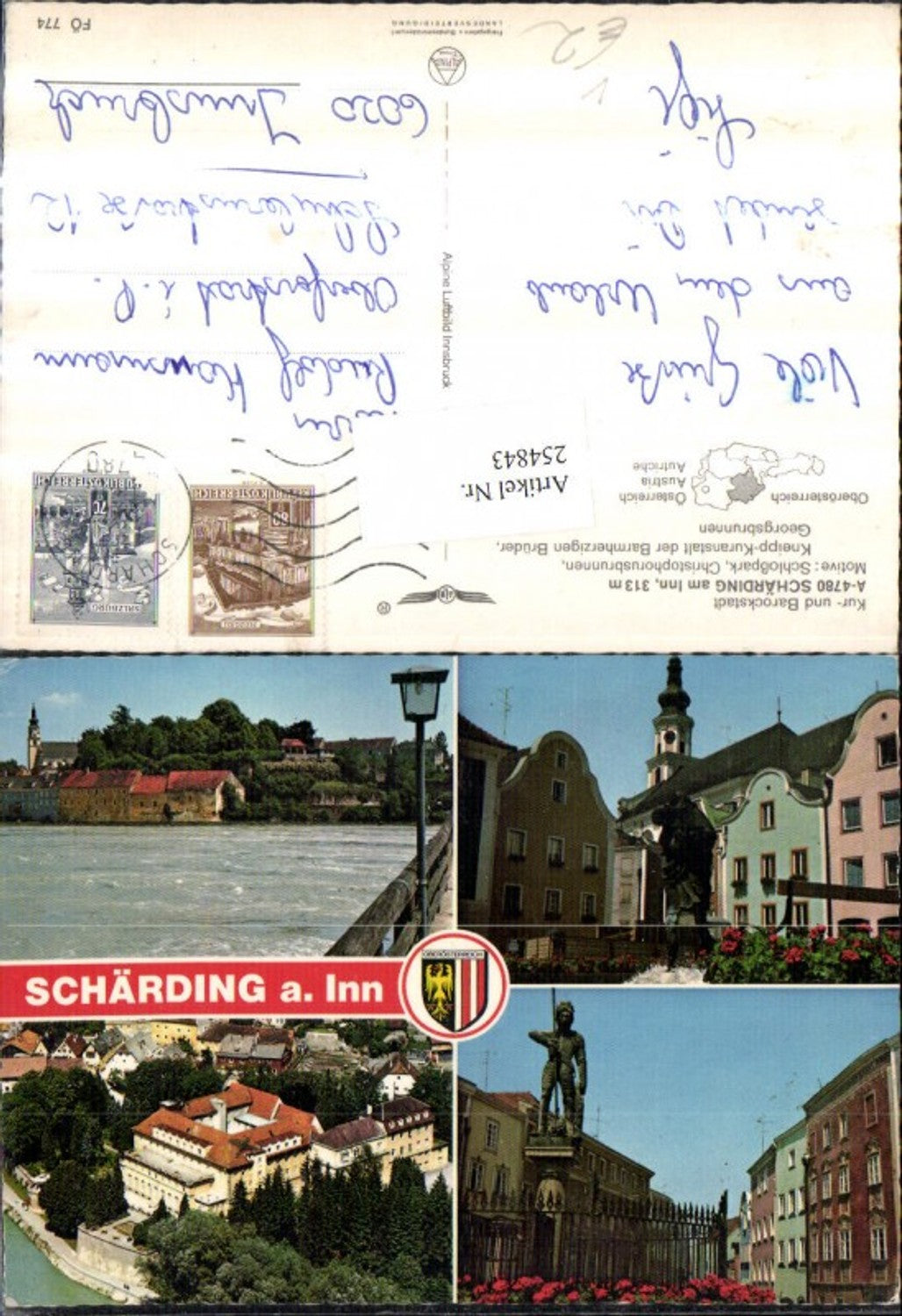 254843,Schärding am Inn Schlosspark Christophorusbrunnen Kneipp-Kuranstalt u. Georgsbrunnen Mehrbildkarte pub Alpine Lu