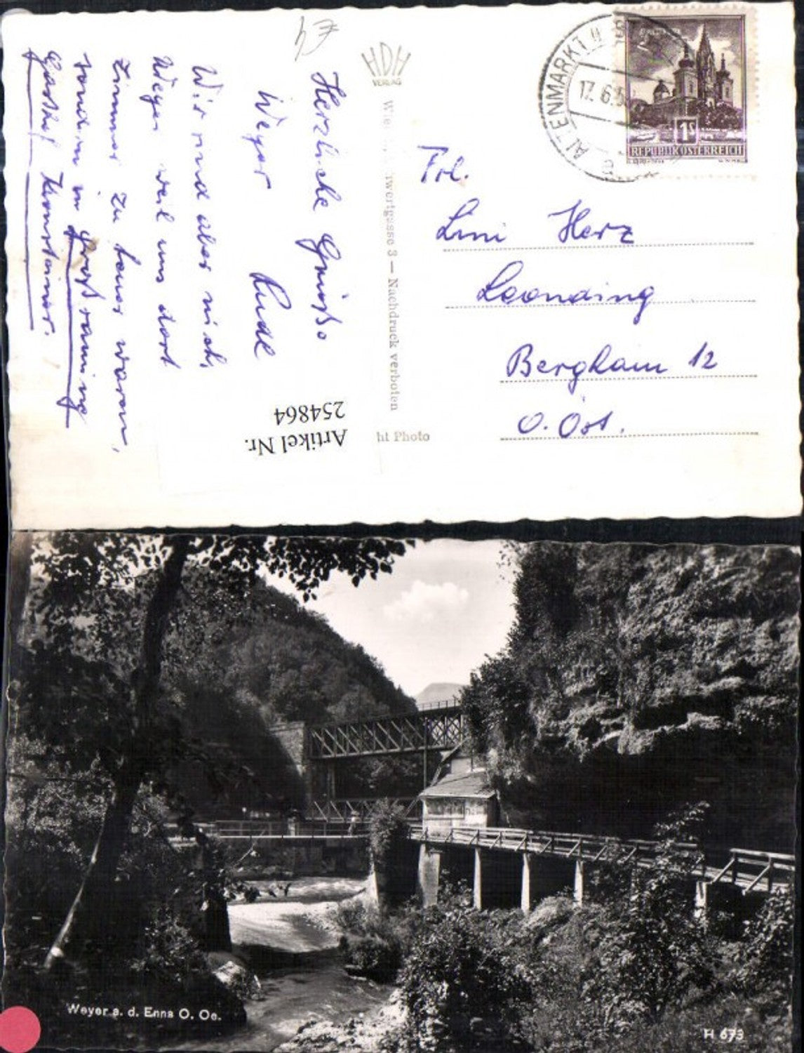 254864,Weyer an d. Enns Partie Brücke pub Foto Hubmann 673